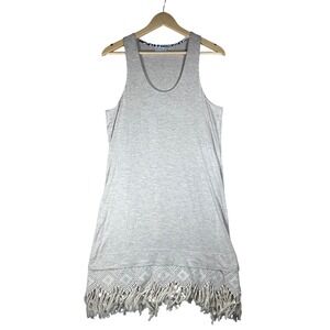 Anthropologie Dolan Fringe Tank Dress Sleeveless Beige Boho Festival Coastal L